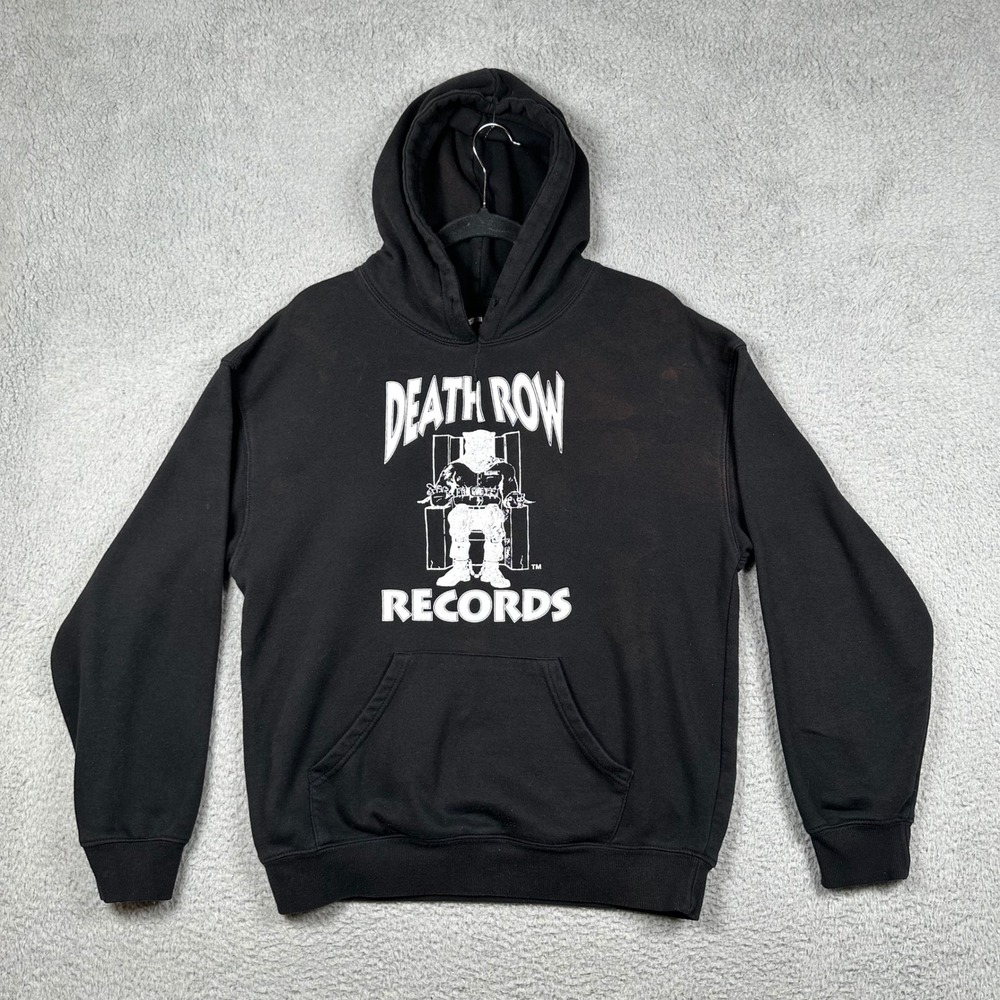 Death Row Records Hoodie Black Graphic Sweatshirt Electric Chair Logo Mens Small